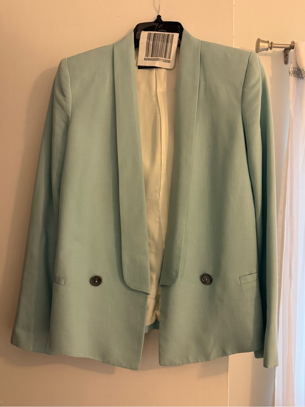 Zara Mint Green Open-Front Blazer Jacket